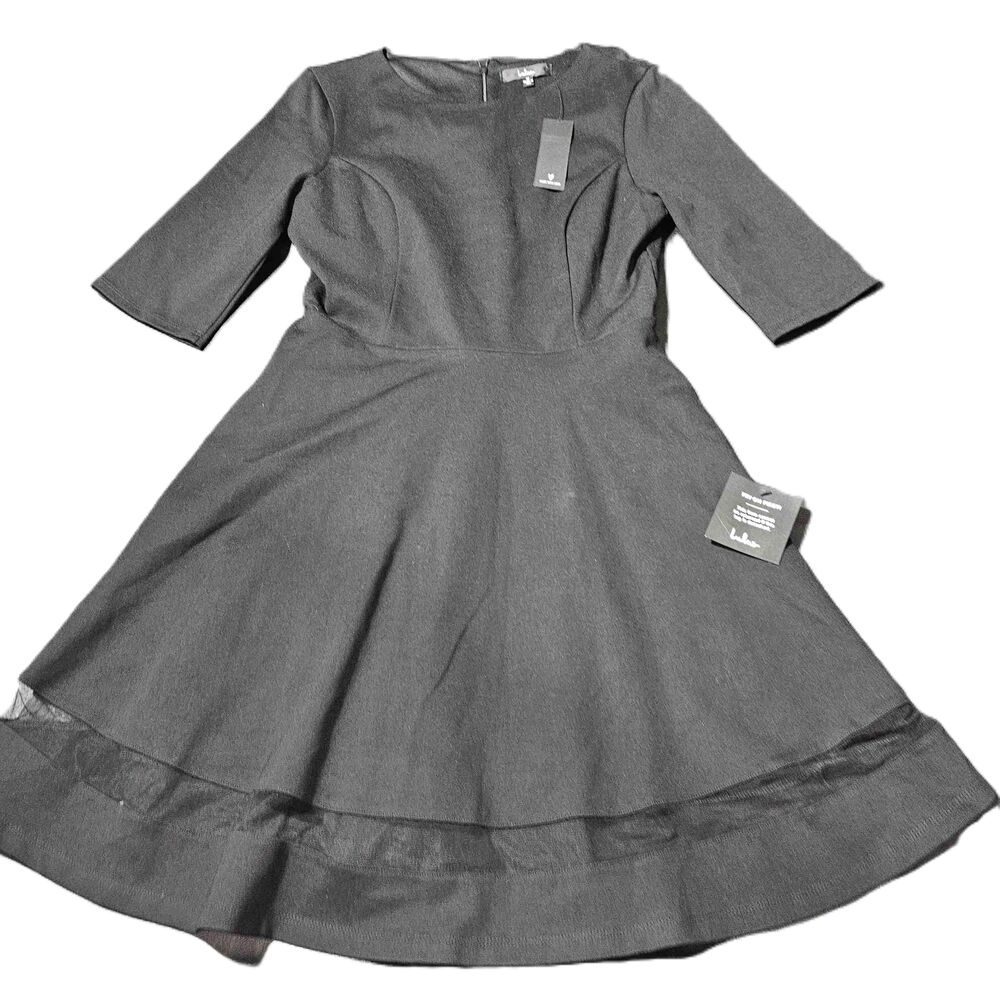 NWT Lulu's Womens Black Sheer Factor Half Sleeve Mesh Skater Mini Dress‎ Medium